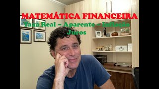 Matemática Financeira  Taxa Real  Aparente e Inflação  Juros [upl. by Ullund]