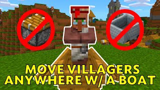 How To Quickly Move Villagers With A Boat On Land And Up Minecraft [upl. by Saunders]