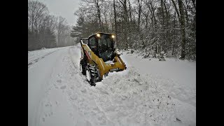 Cat 262C Skid Steer Plowing Sidewalk [upl. by Liemaj]