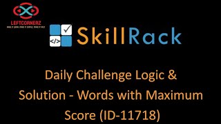 skillrack daily challenge logic amp solution  words with maximum score 18012021id11718 [upl. by Aribold]