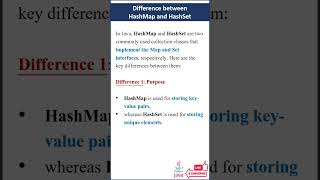 Difference between HashMap and HashSet java techinterviews interviewpreparation interview [upl. by Aowda]