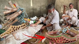 How 50 leather Horse Headstall made Out of Buffalo Hide Leather [upl. by Harod]