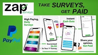 TAKE SURVEYS GET PAID WITH ZAP SURVEYS PAYPAL CASHOUT [upl. by Nofpets234]