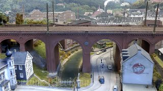 N scale model train layout with Magnorail miniature cars and locomotives by Arnold and Hobbytrain [upl. by Lombardy997]