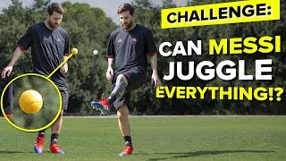 LIONEL MESSI JUGGLING CHALLENGE  testing Messis skills [upl. by Lunna]