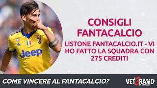 🇮🇹⚽🏆 FANTACALCIO  Vi ho fatto la squadra su listone FANTACALCIOIT con 275 crediti  fantacalcio [upl. by Dyane]