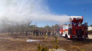 Wildfire Test Firefighting turbine using water mist Sardinia  EmiControls [upl. by Annoval]