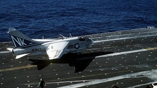 A7 CORSAIR PERFORMING A LIGHT LANDING  COCKPIT VIEW  CARRIER LANDINGS [upl. by Jordain763]