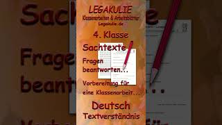 Deutsch 4Klasse Textverständnis Leseprobe Kurztexte Sachtexte PDF Legakulie shorts school [upl. by Siram]