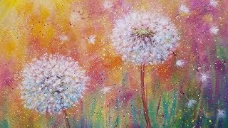 Dandelion Wildflowers LIVE Beginner Acrylic Painting Tutorial [upl. by Earlie]