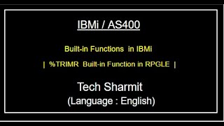 IBMi AS400  Trimr Builtin function  built in functions rpgle  as400 for beginners in English [upl. by Araiet]