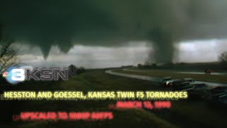 Hesston and Goessel Kansas F5 Tornadoes  March 13 1990 upscaled to 1080p 60FPS [upl. by Selrac484]