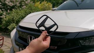 10th Gen Civic Carbon Fiber Front Badge Install [upl. by Adnohsak435]