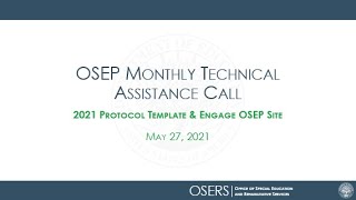 2021 OSEP Special May TA Call DMS 20 May 27 2021 [upl. by Mellicent271]