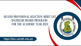 Admissions 2024 Second Provisional Merit List of Bachelors Degree Program for Academic Year 2024 [upl. by Aralk]