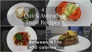 4 Quick and easy Avocado toast recipes  Step by step recipes with calories [upl. by Hartzell45]