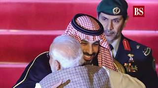 PM Modi receives Saudi Crown Prince with a warm hug at airport [upl. by Abroms]