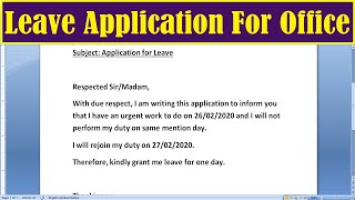 How to Write Leave Application for Office  Leave Application for Office [upl. by Llemor58]