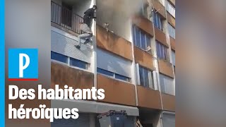 Incendie à Montereau  des jeunes escaladent limmeuble pour sauver des habitants [upl. by Llerret218]