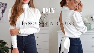 DIY Fancy Satin Blouse from scratch  PDF pattern available [upl. by Hnad409]