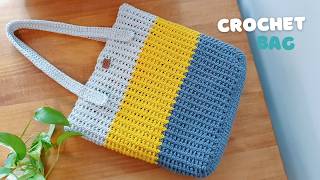 Super Easy Crochet Tote Bag  Crochet Shoulder Bag Multicolor  ViVi Berry Crochet [upl. by Kellina]