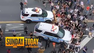 New York City Police Vehicles Filmed Driving Into Crowds Of Protesters  Sunday TODAY [upl. by Dearborn]