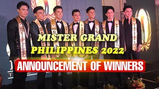 MISTER GRAND PHILIPPINES 2022 ANNOUNCEMENT OF WINNERS [upl. by Rochell451]