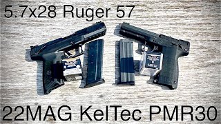 5 7x28 in a Ruger 57 vs 22wmr  22mag in a KeltTec PMR30 [upl. by Goldfarb]