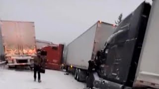 Noreaster Causes 60 Vehicle Pileup [upl. by Morice890]