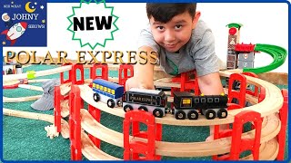 Johny Unboxes New Wooden Polar Express Train Toy amp Builds Giant Wooden Track Layout [upl. by William566]