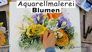 AliceART  Aquarell Kurs 4 für Fortgeschrittene  Blumen  Aquarell malen lernen  watercolor [upl. by Aitnauq]