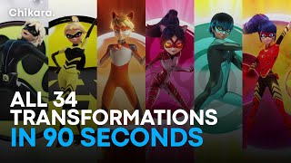 ALL TRANSFORMATION sequences from MIRACULOUS LADYBUG  FANMADE  Season 1 to Season 4 [upl. by Mahmud]