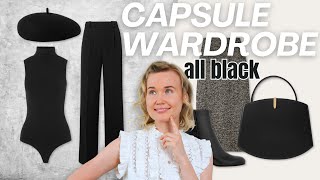 ALL BLACK Capsule Wardrobe  STAPLE Pieces [upl. by Colleen782]