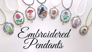 Create Your Own Embroidered Pendants for Unique Handmade Gifts ✨ Hand Embroidered Jewelry Tutorial [upl. by Attekahs867]