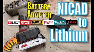 Battery adapter Cordless Tools Lithium Nicad DeWALT Milwaukee Ryobi Craftsman Harbor Freight [upl. by Smailliw]