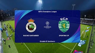 PES 2021 modo carrera jugador España UCL Play off Racing Santander vs Sporting [upl. by Ggerc]