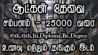 💥Salary Upto 25000Room amp FoodChennai Job Vacancy 2024Latest JobChennai Jobs Today Openings Tamil [upl. by Fridell]