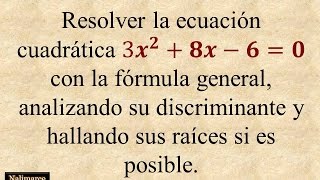 Análisis del discriminante de una ecuación cuadrática y cálculo de sus raíces  La Prof Lina M3 [upl. by Nyssa]