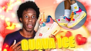 Jordan 4 Retro Union Guava Ice Review  Outfit Ideas [upl. by Alderman]