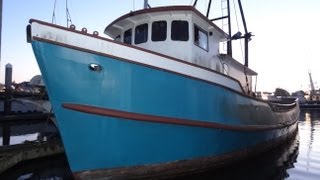 Commercial Fishing Boat Review Ship Vessel Video For Sale 68 HouseBoat Cabin Cruiser Cat Diesel [upl. by Baal]