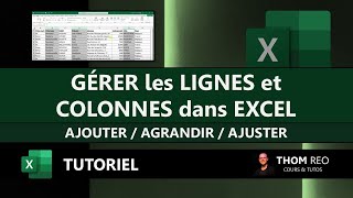 GÉRER les LIGNES et COLONNES dans EXCEL agrandir ajuster ajouter effacer uniformiser Tuto [upl. by Attinahs563]