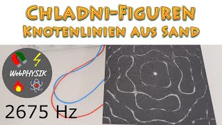 ChladniFiguren aus Sand auf quadratischer und runder Metallplatte mit Ton [upl. by Adlaremse]