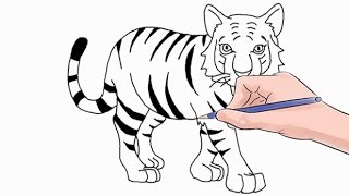 How to Draw a Tiger Easy Step by Step [upl. by Aneehc]