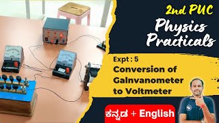 Conversion of Galvanometer to Voltmeter  2nd PUC Physics lab Experiments physicslabexperiments [upl. by Ahsinyd]