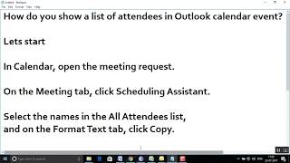 How to show a list of attendees in a meeting in a calendar event in Outlook 2016201320102007 [upl. by Bunnie]