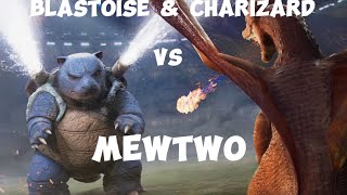 Pokemon Battle Blastoise and Charizard vs Mewtwo [upl. by Gaultiero]