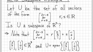 Linear Algebra Example Problems  Subspace Example 1 [upl. by Norret152]