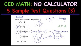 GED Math 5 NO CALCULATOR Sample Test Questions 3 [upl. by Trinity]