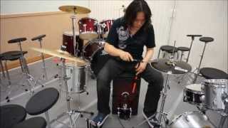 ♪ how to use cajon pedal  カホンペダﾙ、ハイハットライドシンバル、デモ by 大久保宙 [upl. by Eiclud]