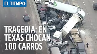 Video del choque de 100 autos en Texas que dejó al menos 5 muertos  El Tiempo [upl. by Onitram]